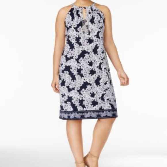 INC Concepts Plus Size Paisley-Print Halter Dress - Picture 1 of 7